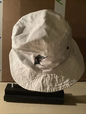 Florida Marlins SGA, Reversible Power Fox Deportes Cubo Sombrero Blanco y Negro, NUEVO Foto 1 de 4