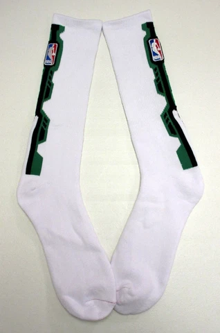 Official NBA Logoman White Green/Black Stripe Long Adult Crew Socks *Large Cover