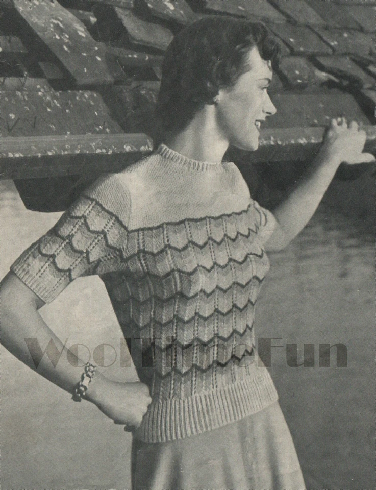 Knitting Pattern Ladies 1940s Chevron Design Jumper.  34 to 36 Inch Bust. - Image 1 of 1