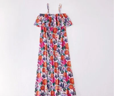 Girls Dress- Vibrant Floral Flounce Maxi Dress - image 1 of 4