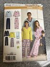 Simplicity 3935 XS-XL EASY Family Pajamas Slippers PJ Sleep Shirt Pant Pattern