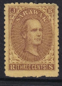 Sarawak 1869 3c marrón-amarillo SG1 bueno sin usar - Imagen 1 de 2