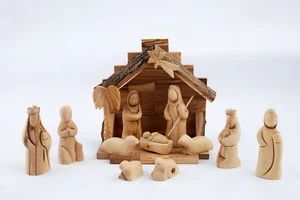 Handcrafted Olive Wood Nativity Scene/nativity Set 6.2" Height Crจche 3.5" Abst - Picture 1 of 6