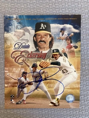 COMO NUEVO DENNIS ECKERSLEY OAKLAND A'S AUTÓGRAFO 8 X 10 FOTO PATIO SALÓN DE LA FAMA Foto 1 de 4