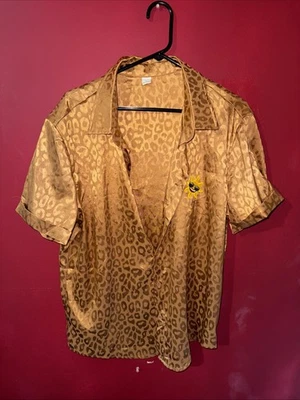 Безымянные производители сделанный на заказ большой золотой воротник платье рубашка гепард печать коротким рукавом - Изображение 1 из 4