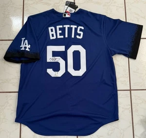 MAGLIA FIRMATA MOOKIE BETTS CITY CONNECT BLUE DODGERS AUTENTICA AUTO MLB FANATICI - Foto 1 di 15