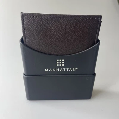 Cartera Manhattan Plegable Cuero Guijarro Pasaporte, Marrón Oscuro, NUEVA Cartera Foto 1 de 4