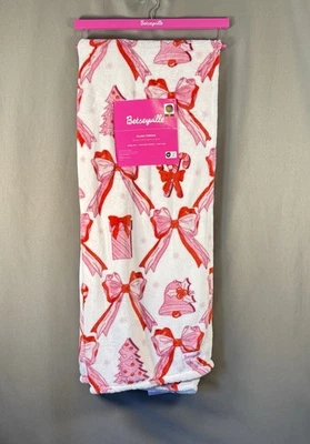 Плюшевое рождественское одеяло Betseyville с бантом из розовой и красной конфетной трости - Изображение 1 из 4