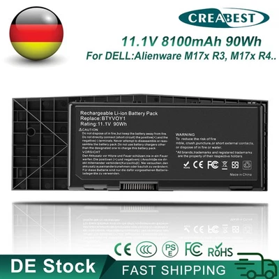 8.1Ah 11.1V 7XC9N C0C5M BTYV0Y1 Akku Für Dell Alienware M17x R3 M17x R4 0C0C5M - Bild 1 von 4