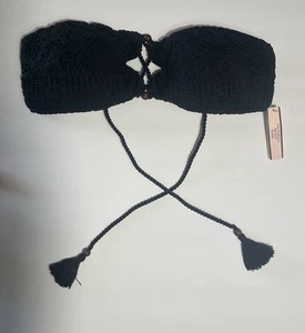 NWT Victoria’s Secret Strappy Bandeau Bikini Top Black Multi Swimsuit Size Small - Picture 1 of 8