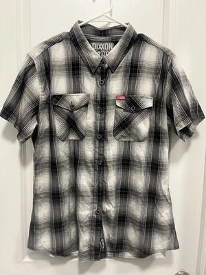 Camisa con botones blanca y negra manga corta a cuadros de bambú Dixxon para hombre XL Foto 1 de 4