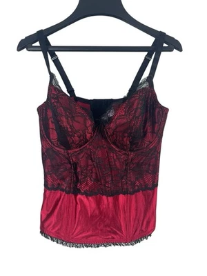 Sutiã cacique vermelho preto renda espartilho bustiê tamanho 14/16 lingerie pinup gótica - Imagem 1 de 4