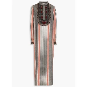 Vestido caftán bordado adornado con cuentas Tory Burch algodón rayas vacaciones - Imagen 1 de 13