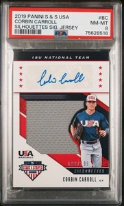 2019 Panini USA Baseball Stars & Stripes Blue Ink /199 Corbin Carroll RPA, PSA 8 - Picture 1 of 2