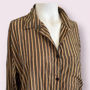 Pact Boyfriend-Hemd braun/schwarz gestreift Oversize Button Down Gr. L - Bild 1 von 6