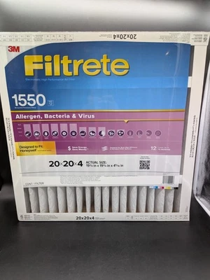20x20x4 3M Filterete 1550 AC Furnace Air Filter (MERV 12) Set of 2 SEALED - Image 1 of 4