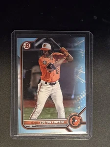 COLTON COWSER 2022 BOWMAN DRAFT SKY BLUE # /499 BALTIMORE ORIOLES  - Picture 1 of 2