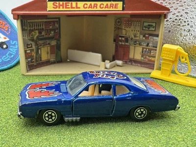 Plumero Plymouth azul metálico Yatming años 80 Burning Fire No. Dodge Demon 1057 Foto 1 de 4