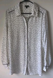 Camicetta Who What Wear donna XL a pois con bottoni manica lunga nera tubino - Foto 1 di 4
