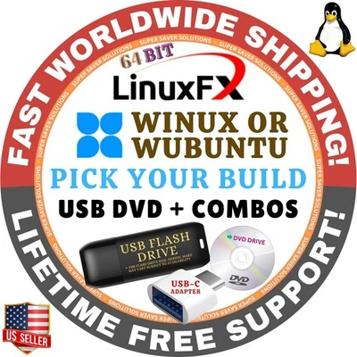 LINUXFX WINUX WUBUNTU OS VE/BOOT COMPLETO, USB/DVD, 64 BITS, MAC/PC | ENVÍO RÁPIDO Foto 1 de 4