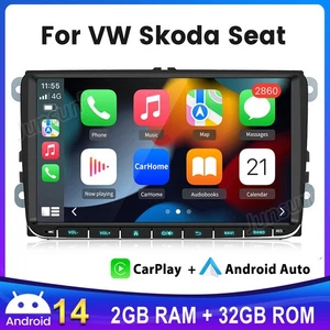 9"Für VW Golf 5 6 Polo 6R Touran Skoda Android 14 Autoradio GPS Navi Wifi MP5 BT - Bild 1 von 10