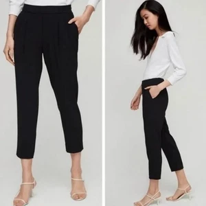 Aritzia Babaton Cohen Ankle Pants Plissee Cropped Hose Krepp schwarz, Größe 2 - Bild 1 von 11