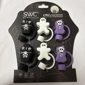 Halloween Coffin, Mummy, Skull 6 peice straw toppers - Picture 1 of 1