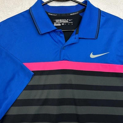 Camisa Polo Nike Golf Tour Performance Para Hombre XL Extra Grande Azul Rayas Dri Fit Foto 1 de 4