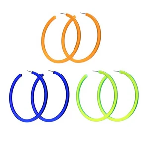 Colorful Big Hoop Earring Acrylic Open Large Hoop Earrings C Shape Trendy Chunky - Picture 1 of 4