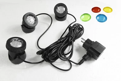 Teichbeleuchtung 3er Set LED Springbrunnenbeleuchtung Gartenstrahler LED RGB - Bild 1 von 4