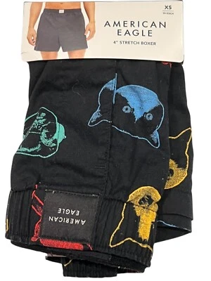 NUEVO CON ETIQUETAS AMERICAN EAGLE Boxer Elástico Talla XS-S-L Negro Azul Rojo Verde Gatos #83 Foto 1 de 4