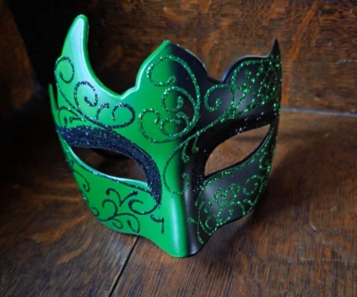 Green/Black Venetian Mask Masquerade Ball Prom Mardi Gras Halloween Cosplay - Image 1 of 3