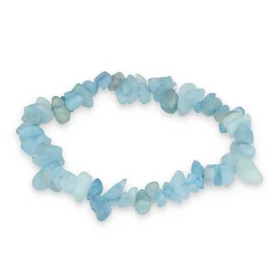 Aquamarin Splitterarmband Edelstein Armband Steinarmband Heilstein dehnbar - Bild 1 von 4