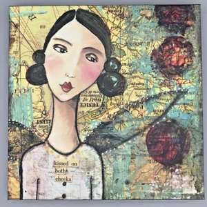 DEMDACO Kelly Rae Roberts Kissed on Both Cheeks 12x12 Wall Art Plaque 13149 GUC - Picture 1 of 4