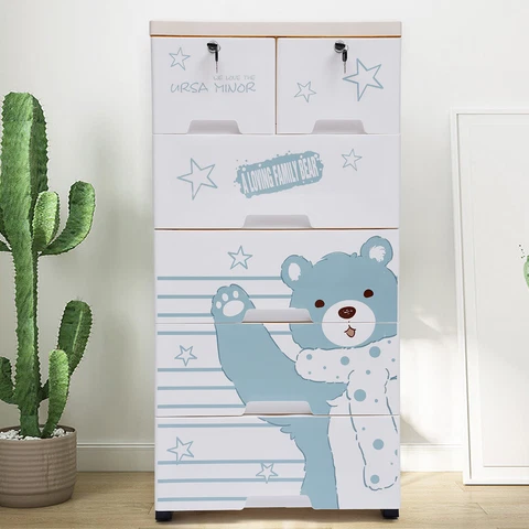 Closet Drawers Tall Dresser Organizer 5 Layers & 6 Drawers 50*35*102cm w/Lock Cover