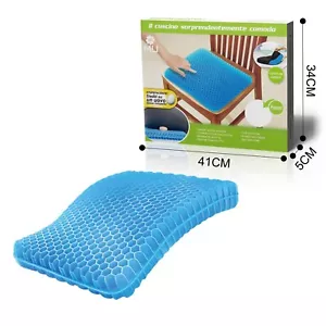CUSCINO GEL ANTIDECUBITO FODERA LAVABILE ANTISCIVOLI CONFORTEVOLE UFFICIO AUTO - Foto 1 di 5