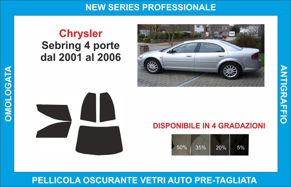 pellicole oscuranti vetri compatibili con chrysler sebring 4p dal 2001-06 compl - Imagen 1 de 1