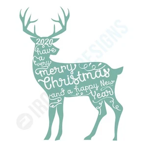 FROHE WEIHNACHTEN TEXT RENTIERJAHR - T-SHIRT-TRANSFERS ZUM AUFBÜGELN - A6 A5 A4 - Bild 1 von 5