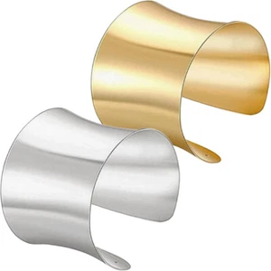 2 Pezzi Braccialetto Metallo Bracciali Grossi per Donna Bracciale Ragazze Sposa Miss - Foto 1 di 12