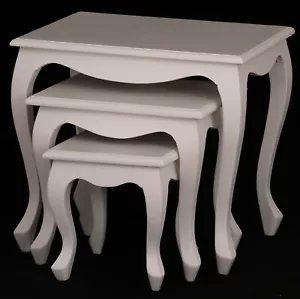 Nest of Tables, Queen Ann,Timber, Nest of 3 Tables, White. - Picture 1 of 4