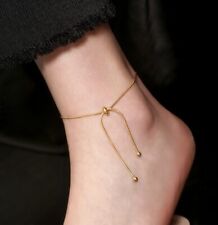 Stainless steel Beach Sexy Summer Jewelry Pull Tassel Chain Gold Anklet Simple