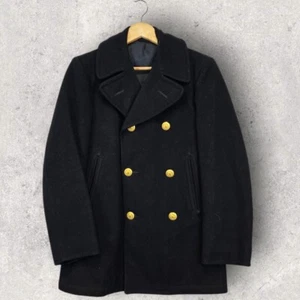 Vintage 1980 US Navy issued enlisted bridge officers pea coat jacket 34 - Picture 1 of 6
