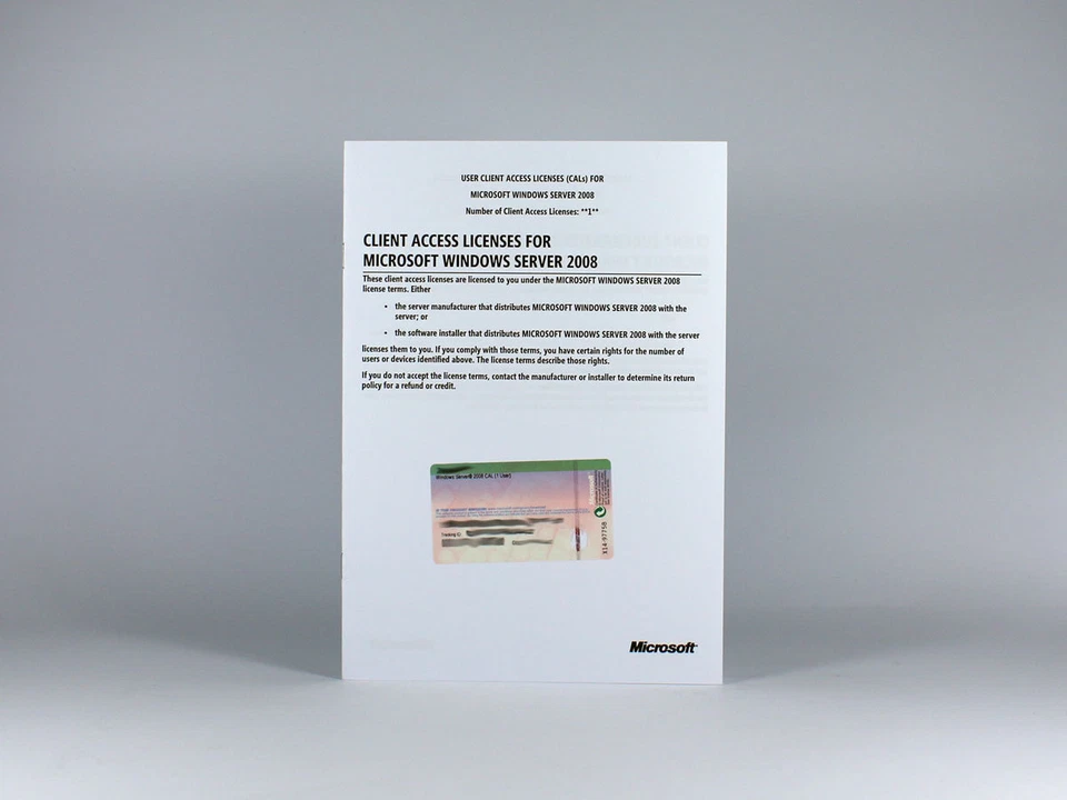 1 Zugriffslizenz (Benutzer) für Windows 2008 Server, SB - neu, SKU: R18-02926 - Bild 1 von 1