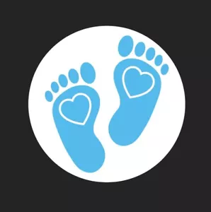 Blue Footprints Baby Shower ENVELOPE SEALS LABELS STICKERS 1.2" ROUND Girl Boy - Picture 1 of 1