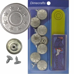 17 mm No-Sew Replacement Jean Tack Buttons w/Tool (2835C)  8 CT. - Picture 1 of 5