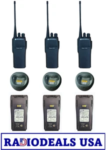 3 x Motorola CP200 UHF Radio AAH50RDC9AA2AN, Antenna, Battery, PSU - Picture 1 of 4