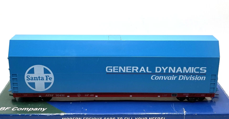 HO LBF SKYBOX FLAT CAR GENERAL DYNAMICS CONVAIR DIVISION ATSF 90431 - Image 1 of 1