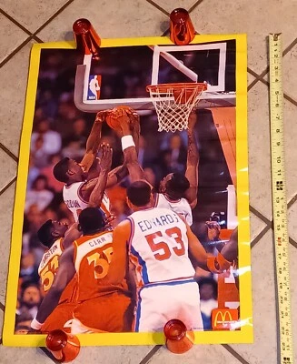 Vintage Detroit Pistons 1990 Mcdonald's Team Poster Dennis Rodman NBA Basketball - Image 1 of 3