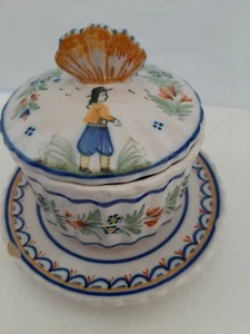 Antique HR Quimper France faience honeypot & cover Kenilworth Studios - Picture 1 of 10