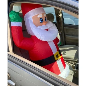 GEMMY CAR BUDDY SANTA inflatable 3ft Passanger santa Lights Up Car Plug In - Picture 1 of 4
